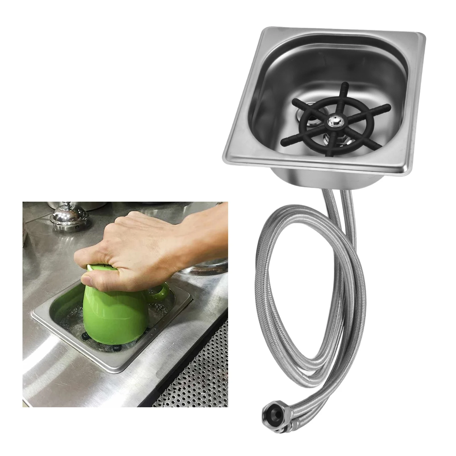 Stainless Steel Automatic Cup Washer Glass Cleaning Rinser Bar Rinser Glass Rinser Kitchen Sink Accessories