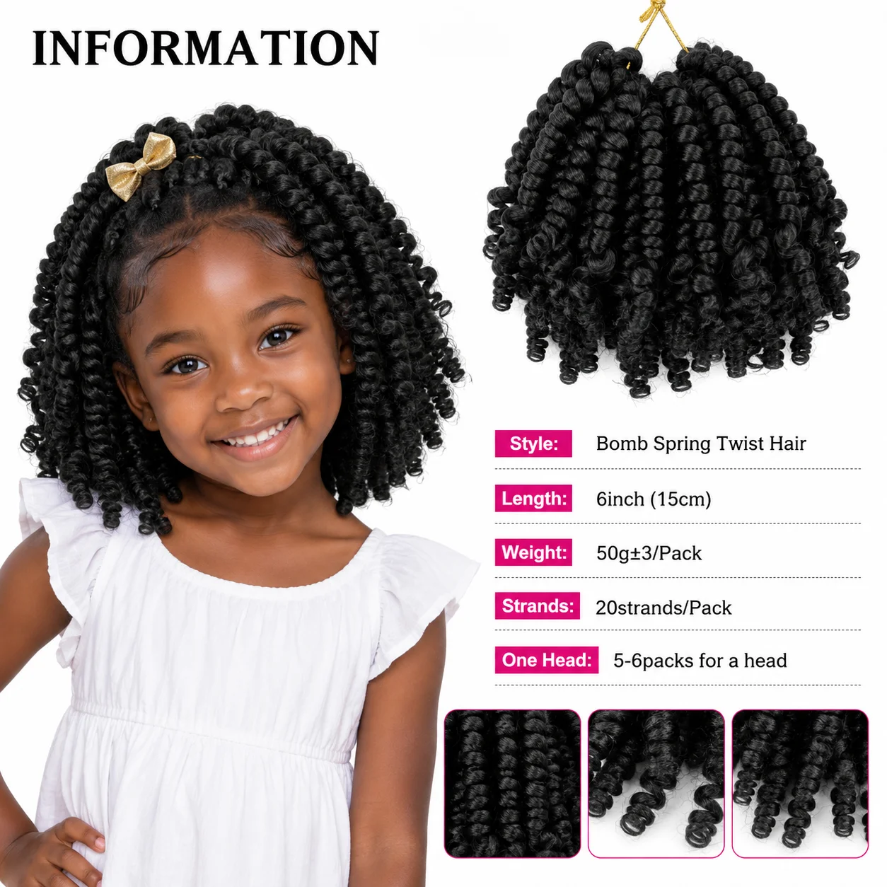 6 Inch Spring Twist Crochet Hair 50g Short Curly Synthetic Braiding Hair Extensions for Women Girls Daily Protective Styles