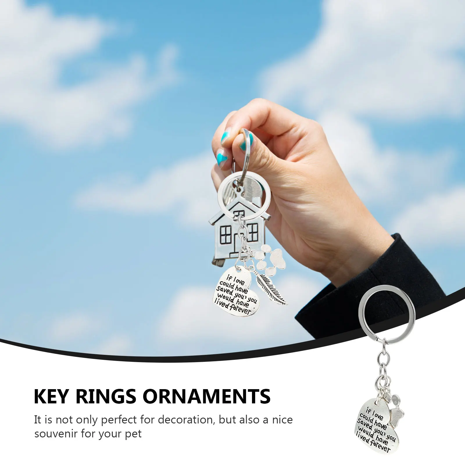 

2Pcs Dog Paw Pet Footprint Memorial Keychains Souvenir Creative Key Rings Holder for Bag Car Key Decoration Gift