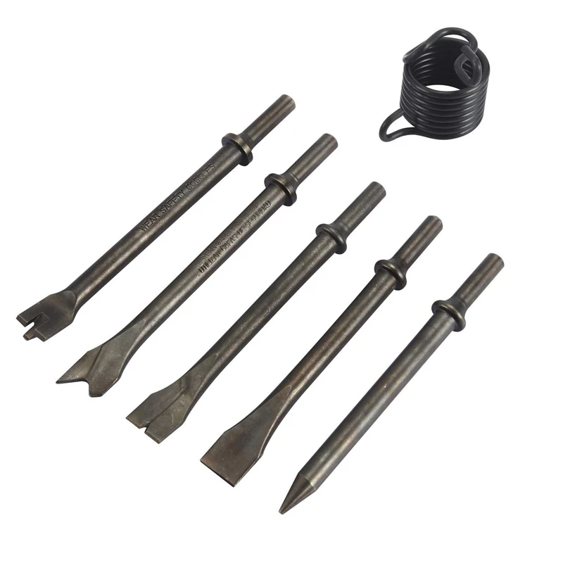 6 Pcs Heavy Duty Smoothing Pneumatic Air Hammer Pneumatic Chisel Bits Tools Kit