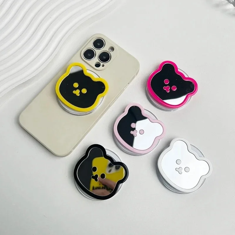 Cute Bear Shape Phone Grip Holder, Adhesive Socket Expanding Stand, Finger Ring Mirror Bracket for Smartphone image 2