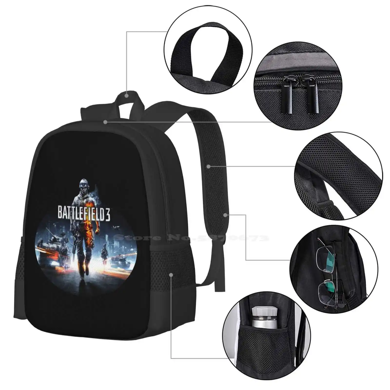 Bf3 Hot Sale Backpack Fashion Bags Bf3 Bf4 Bfv Shooter Games Ps4 Pcgamer Guns War Bf2042