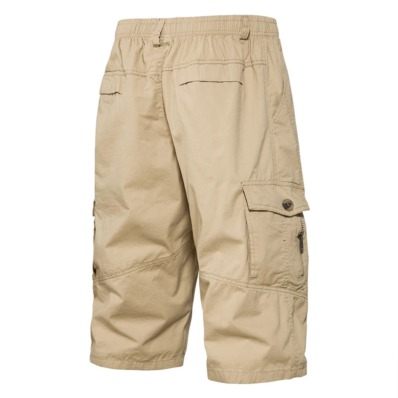 Mens Hiking Cargo Shorts Quick Dry Lightweight Tactical Work Shorts 6 Pockets Elastic Waist Cotton Running Shorts 3/4 Pants view 2