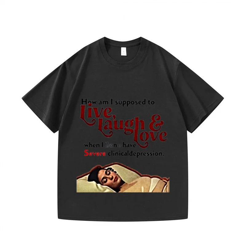 

Мужская футболка черного цвета Live Laugh Love с принтом текста и фотографий, подходящая для повседневной повседневной носки