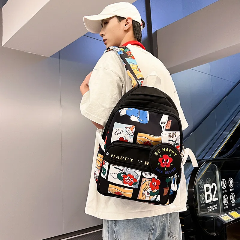 Schult asche weibliche College-Student Graffiti Nische männliche Schüler Grundschule Schüler große Kapazität japanischen Cartoon Rucksack