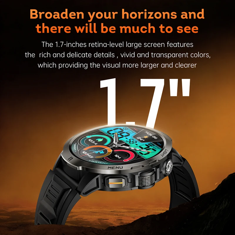 2026 new high-quality smartwatch, 1100mAh large capacity battery, built-in compass, LED flashlight, supports IPX8 waterproof rat
