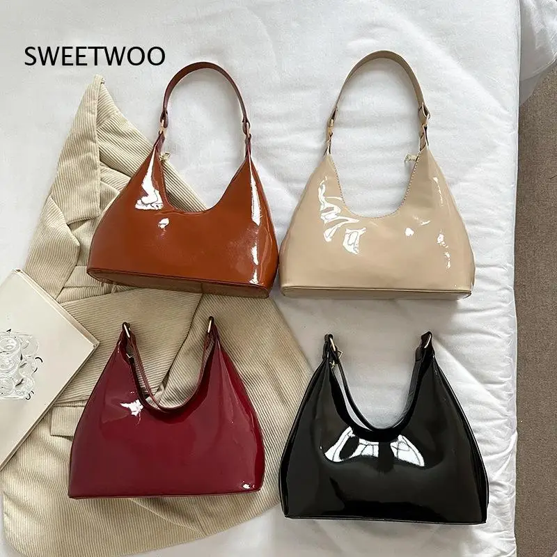 2026 Shiny Reflective Slouchy Hand Bag Minimalist Curved Shape Outdoor Travel Dating Commute Crossbody Bag