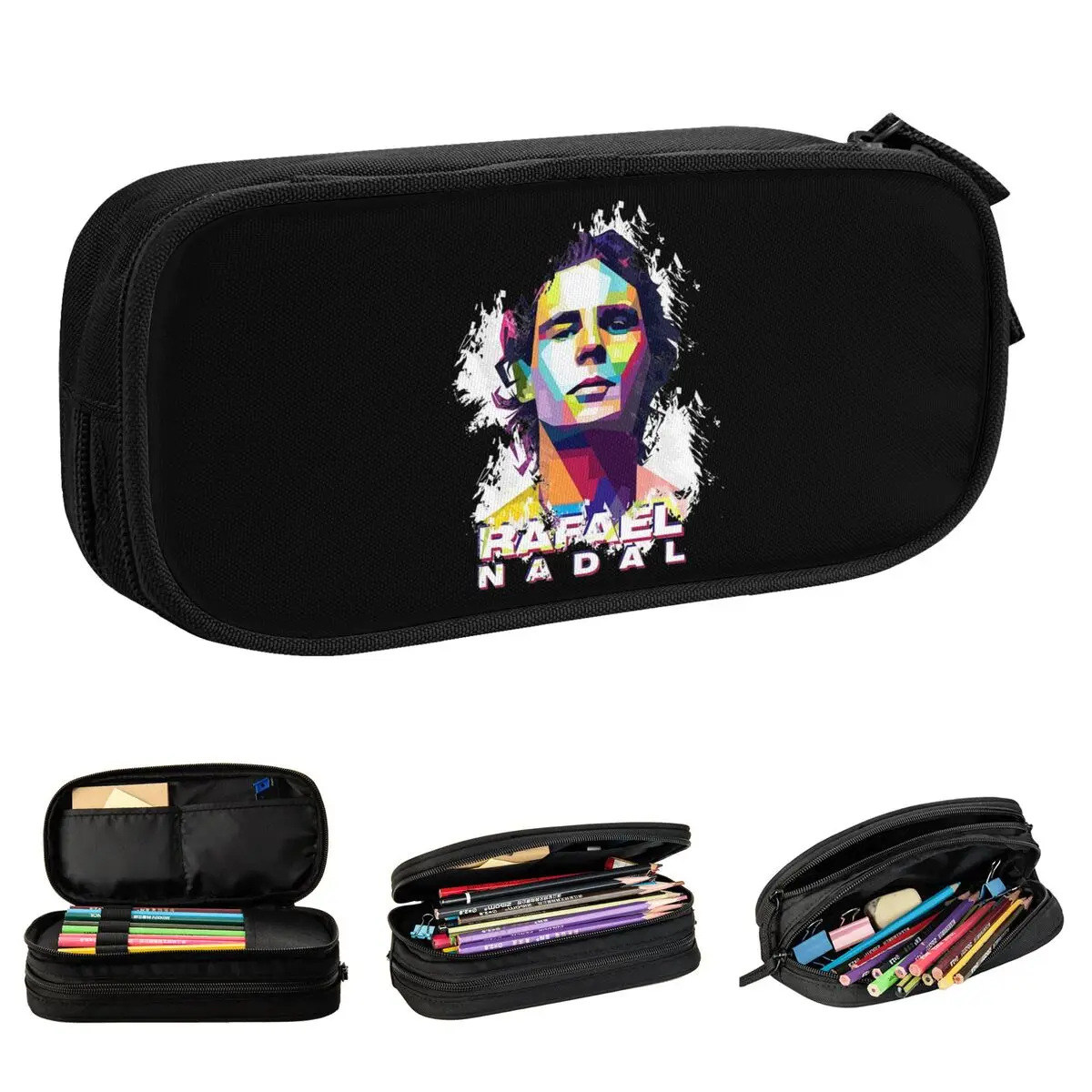 Rafael Nadal Rafa Tennis US Open Pencil Case Classic Pen Holder Bag Student Large Storage School Supplies Zipper Pencil Pouch