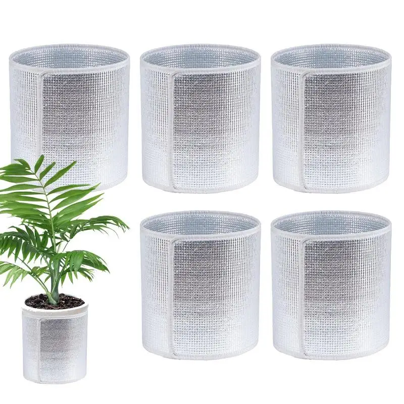 5pcs Plant Insulation Cover Aluminum Film Thickened Flowerpot Cold-Proof Cover outdoor Anti Freeze Insulated Pot Cover Winter