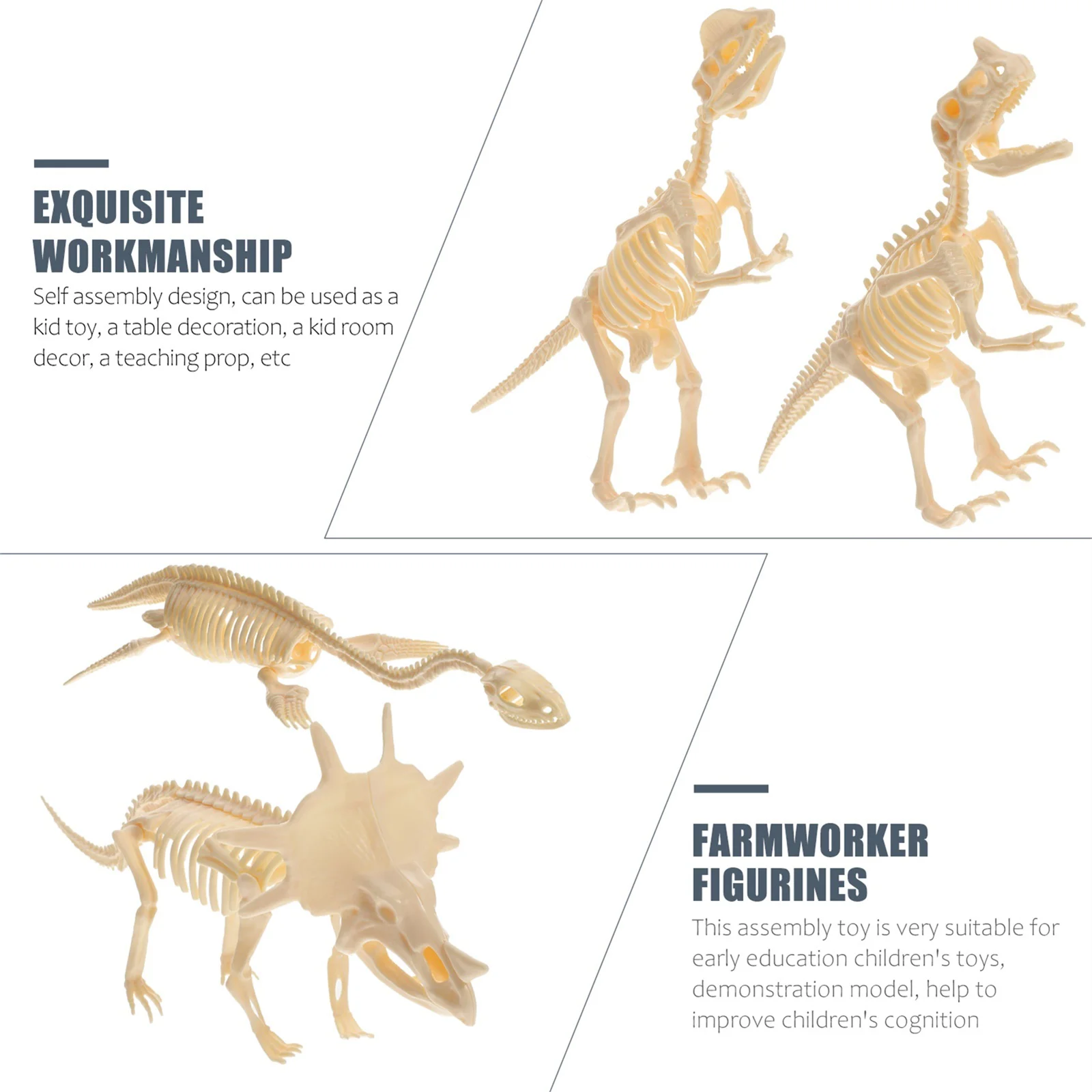 Figura de dinosaurio de 7 piezas para niños, juguete de ensamblaje de huesos y esqueletos, modelo