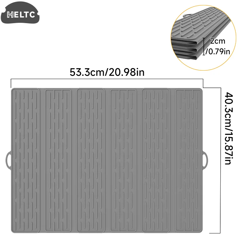 1PCS Silicone Dish Drying Mat For Kitchen Counter, Collapsible Large Dish Drainer Mat, Drying Mat, Non-Slip Silicone Sink Mat