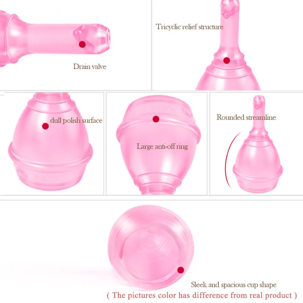 Medical Silicone Menstrual Cup With Drain Valves Menstrual Collector Super Soft Feminine Hygiene Period Cup Anti-side Leakage