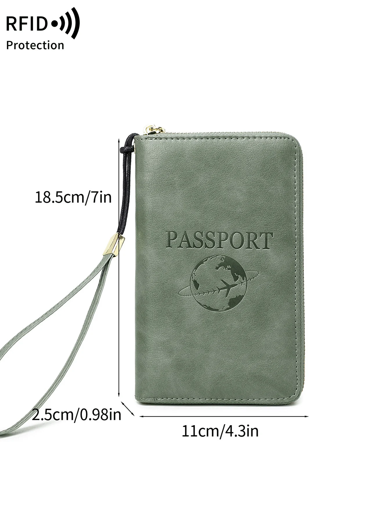 Fashionable and simple RFID multifunctional portable airplane pattern ticket clip PU leather credit card travel zipper wallet