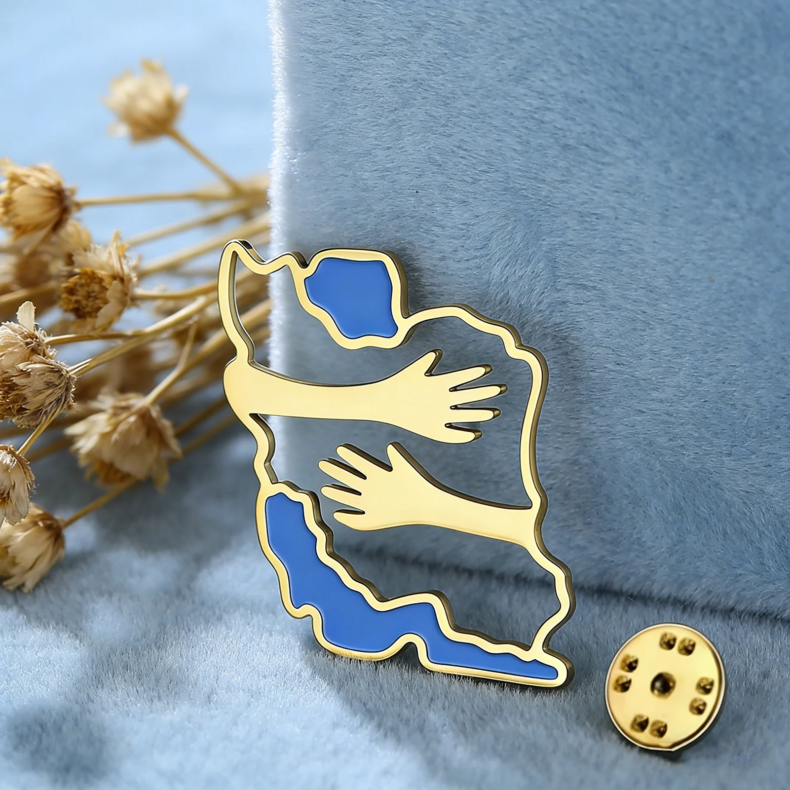 CoolTime Retro Hohle Iran-Karte Brosche für Männer und Frauen Goldfarben Strass-Besetzt Edelstahl-Schmuck Großhandel – Detail 4