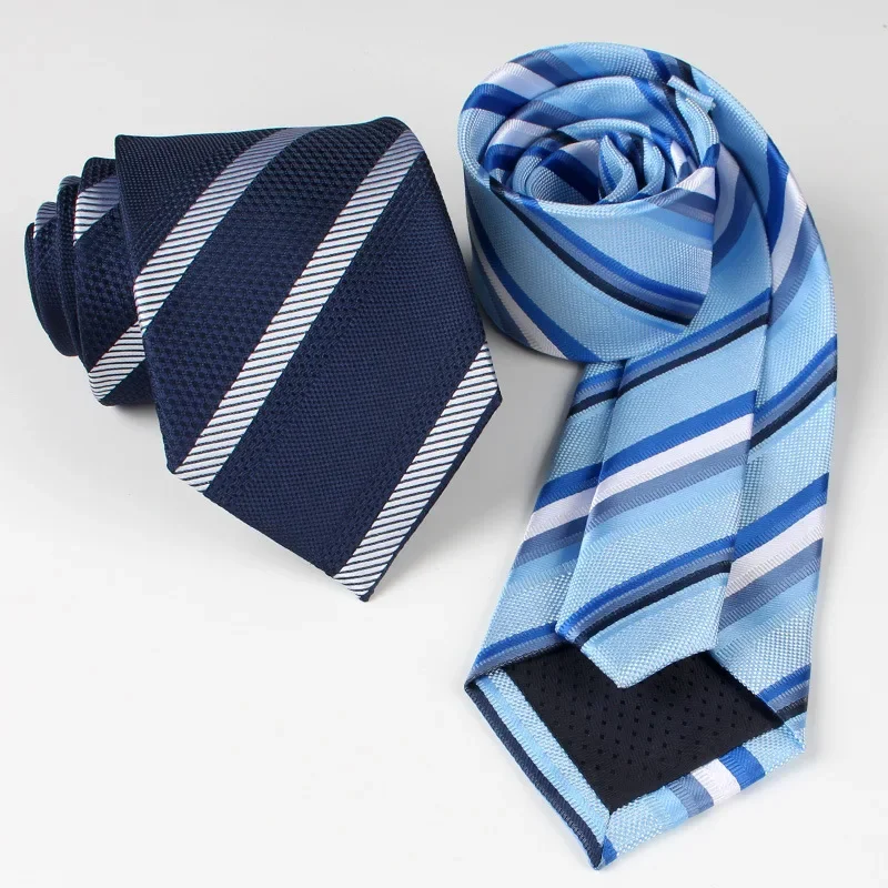 Fashionable retro men's formal attire, business hand tie, 8cm blue stripe, professional work, marriage factory