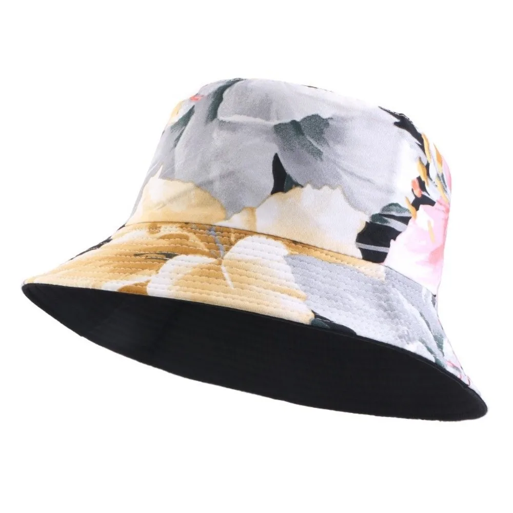 Unisex Design Reversible Brushed Printed Hat Bucket Style Printed Bucket Hat Sun Cap Outdoor Travel