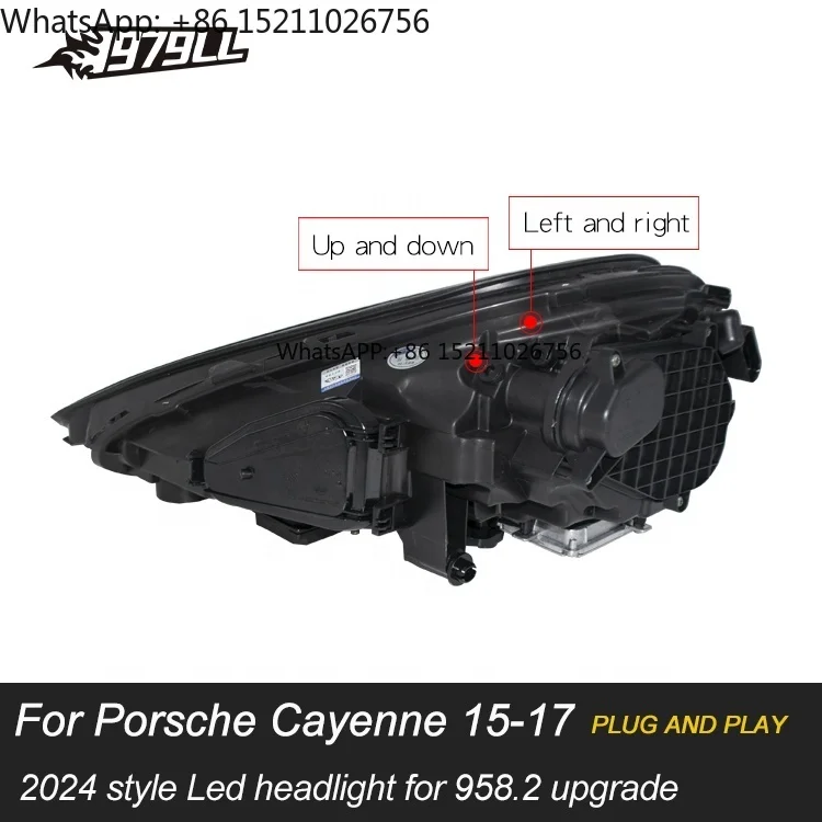 [1979ll] lâmpada de cabeça do carro 2015 2017 2016 958 faróis atualizados para 2024 estilo pdls farol led para porsche cayenne 92a 958.2
