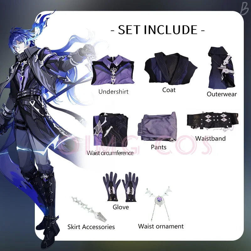 Genshin Impact Flins Cosplay Costume Adult Carnival Uniform Wig Halloween Anime Party  Masquerade Costumes Women Game view 6