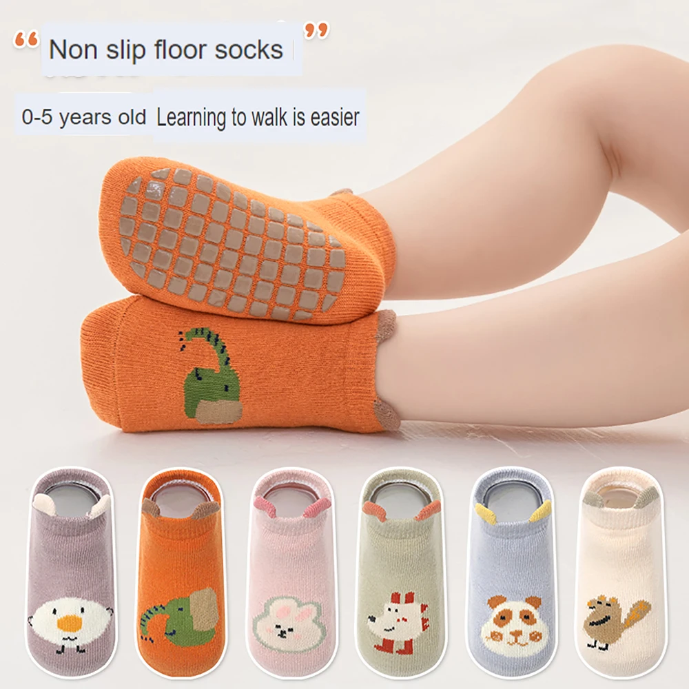 Six pairs of children\'s three-dimensional cartoon short tube anti slip floor socks, trampoline socks, spring and autumn cotton s