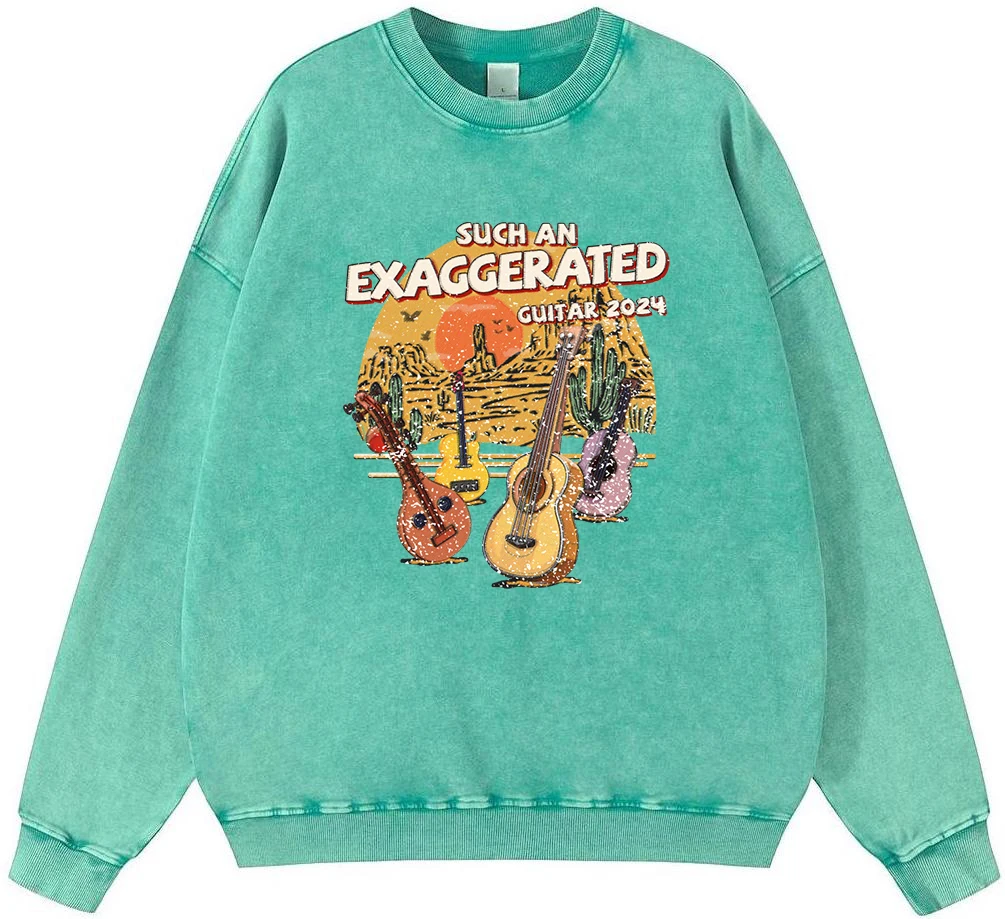 

Such An Exagger Ated Guitar 2024 Men Vintage Washed Cotton Sweatshirt Harajuku Comfortable Pullover Fashion Soft Hoodies Tops