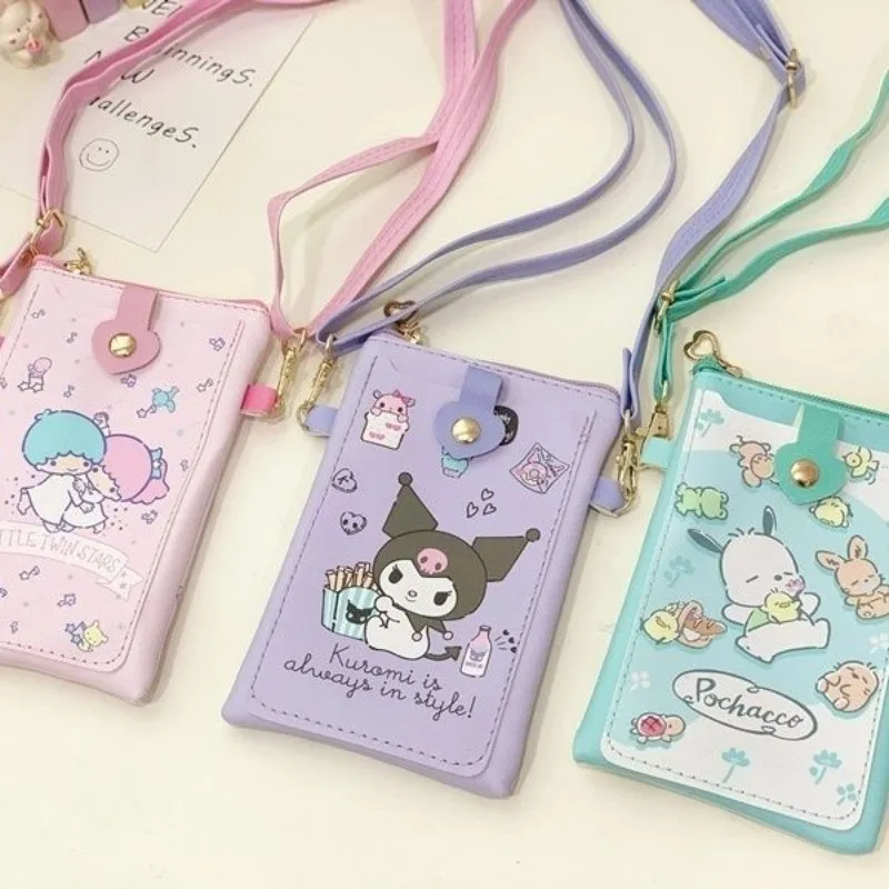 Сумка-Кроссбоди Sanrio, кошелек для мелочи, из искусственной кожи, с ремешком, с рисунком Hello Kitty, аниме, сумка для удостоверения личности Kuromi, подарок