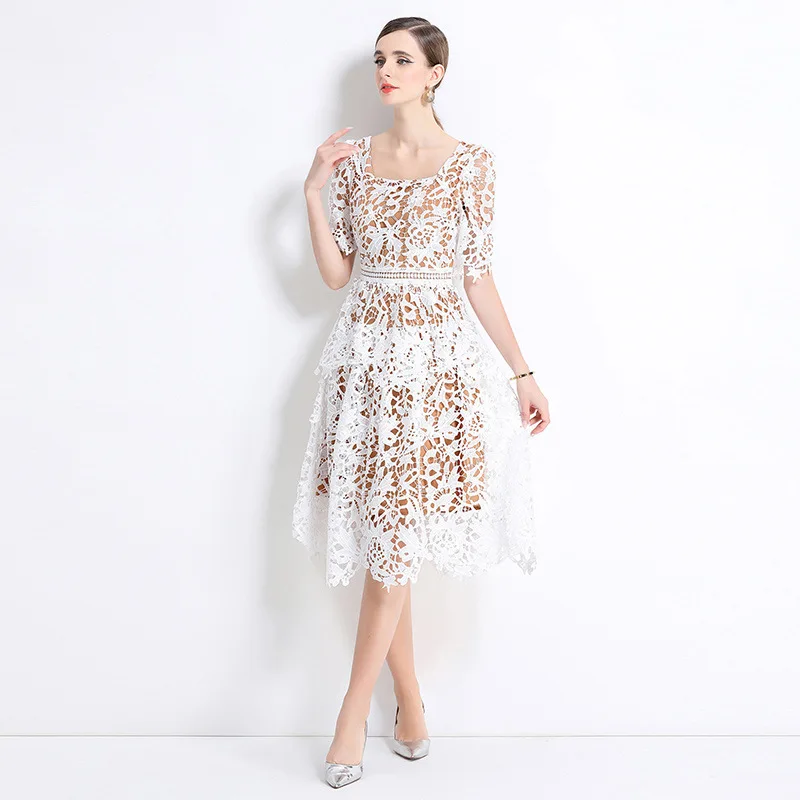 Originale di lusso Faion che dimagrisce scava fuori pizzo colletto quadrato Dr Winter Thiened lavorato a maglia in poliestere da donna Premium Dr