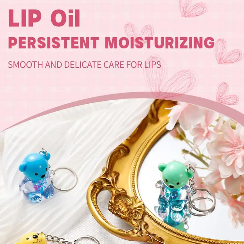 Lip Oil Moisturizing Lip Glow Oil Revitalizing Long Lasting Shimmery Finish Clear Lip Oil Cute Bear Design For Dry Lip Care