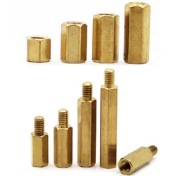 10pcs M2 M2.5 M3 M4 Solid Copper Brass Hexagon Standoff Hex Pillar M-F F-F Male-Female Female Spacer for PCB Board Motherboard
