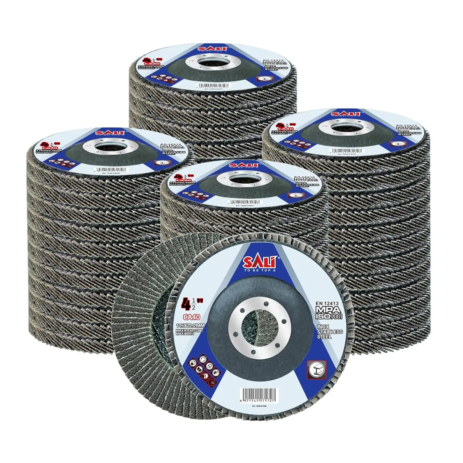 

48 сланцевых дисков диаметром 4,5 дюйма, зернистость 40, конический тип # 29, для угловых шлифовальных машин — промышленный класс премиум-класса