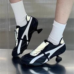 Designer High Heels Ballet Shoes Women Sports Leisure Round Toe Loafer Shoes Lace Up Strange Brand Mary Jane Shoes for Women