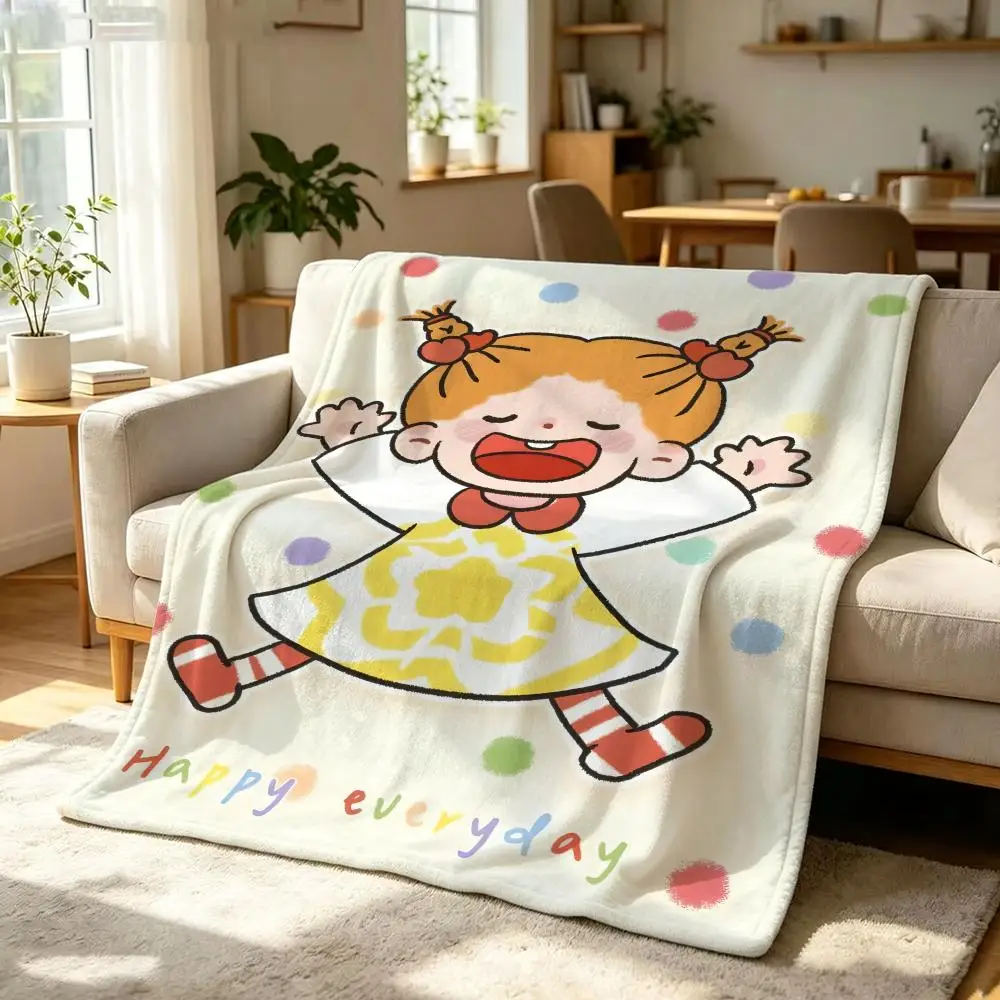 Character C-Coco G-Girl Throw Soft Warm Flannel Throw Blanket, Multi-use for Sofa Bed Office Nap