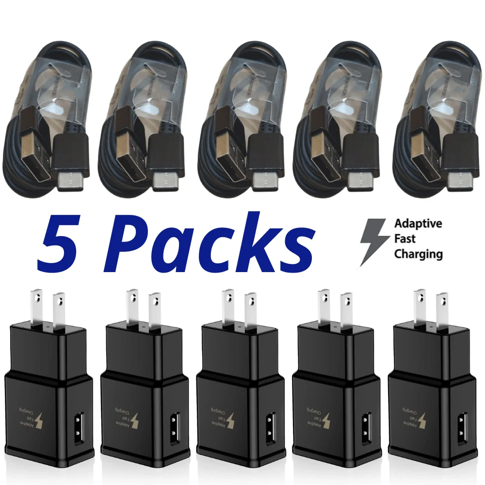 

5x Lot Rapid 15W Fast Charger Adapter Kit - Universal Type C with Premium Phone Charging Cable for SamSung