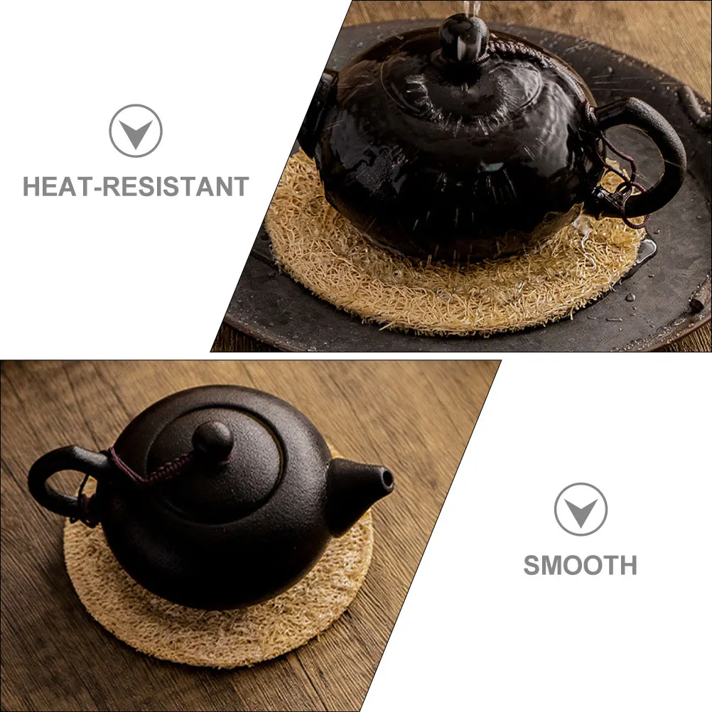

2Pcs Loofah Coasters Round Nonslip Heat Resistant Cup Pads Anti Scald Table Coasters for Home Cup Mat Desk Coaster