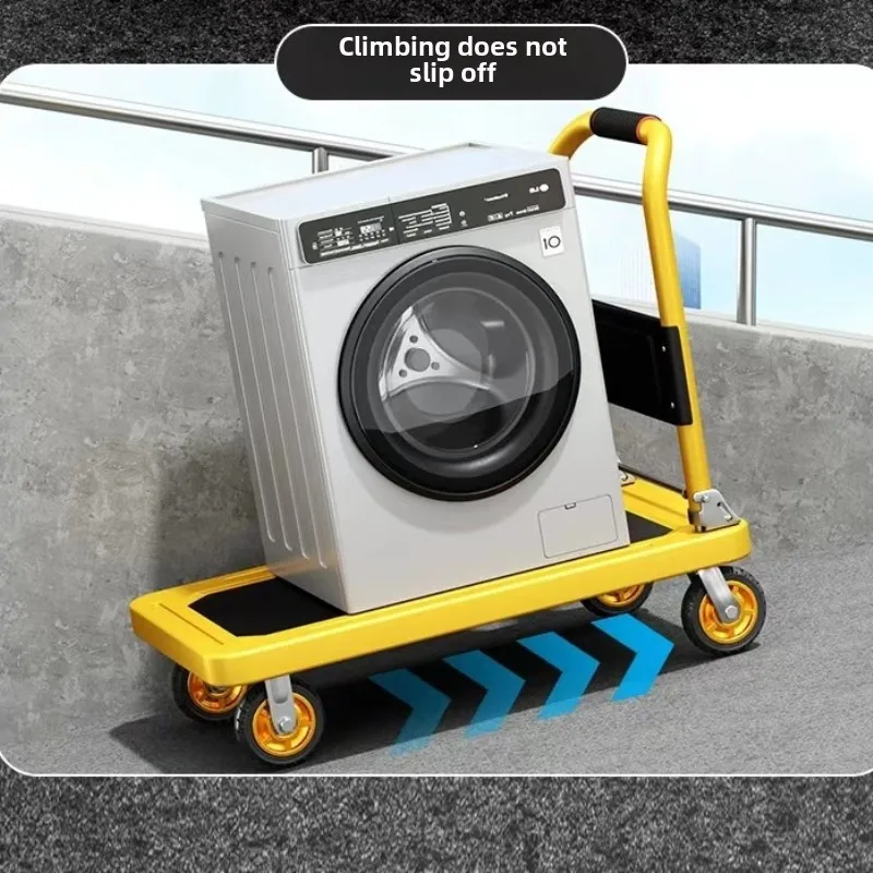 鋼板折りたたみ式フラットベッドトラック、四輪厚型静音トレーラー、ハンドリングトロリー、ヘビーデューティーカーゴトロリー