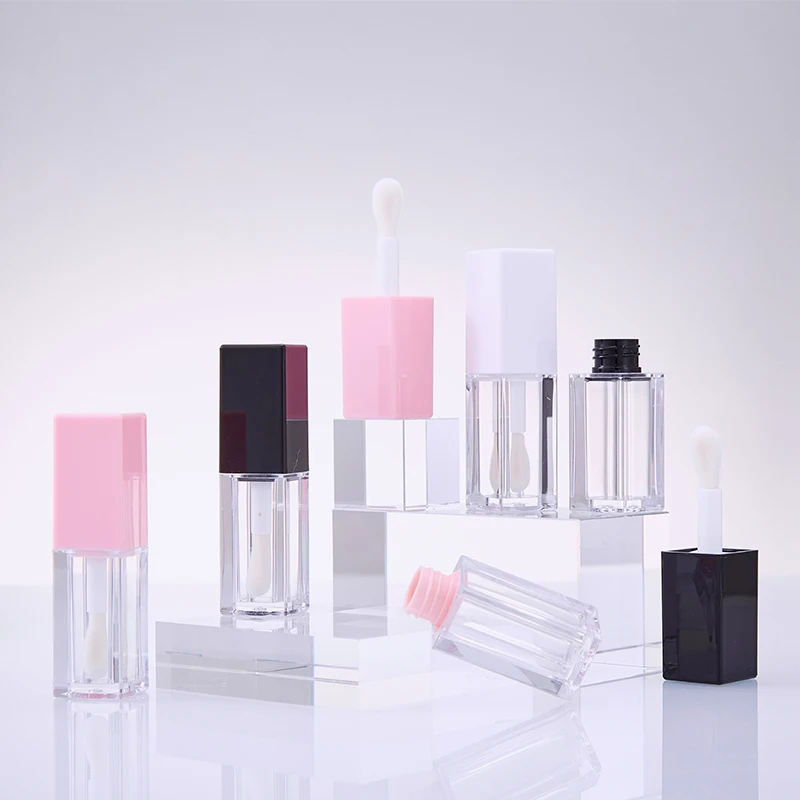 1PC Portable 5ml Thick Wand Lip Gloss Tube Square Full Clear Plastic Lip Glaze Tube DIY Lip Balm Empty Container