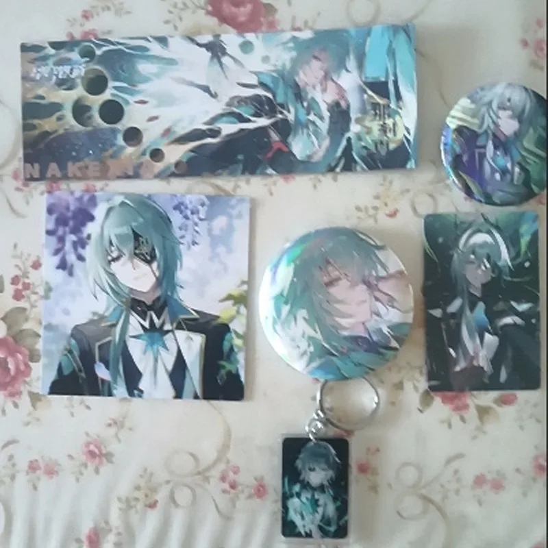 6 Pieces Honkai: Star Rail Anime Lucky Gift Bag Cartoon Anaxa Anaxagoras Collection Bag Keychain Laser Card Postcard Toy Gift