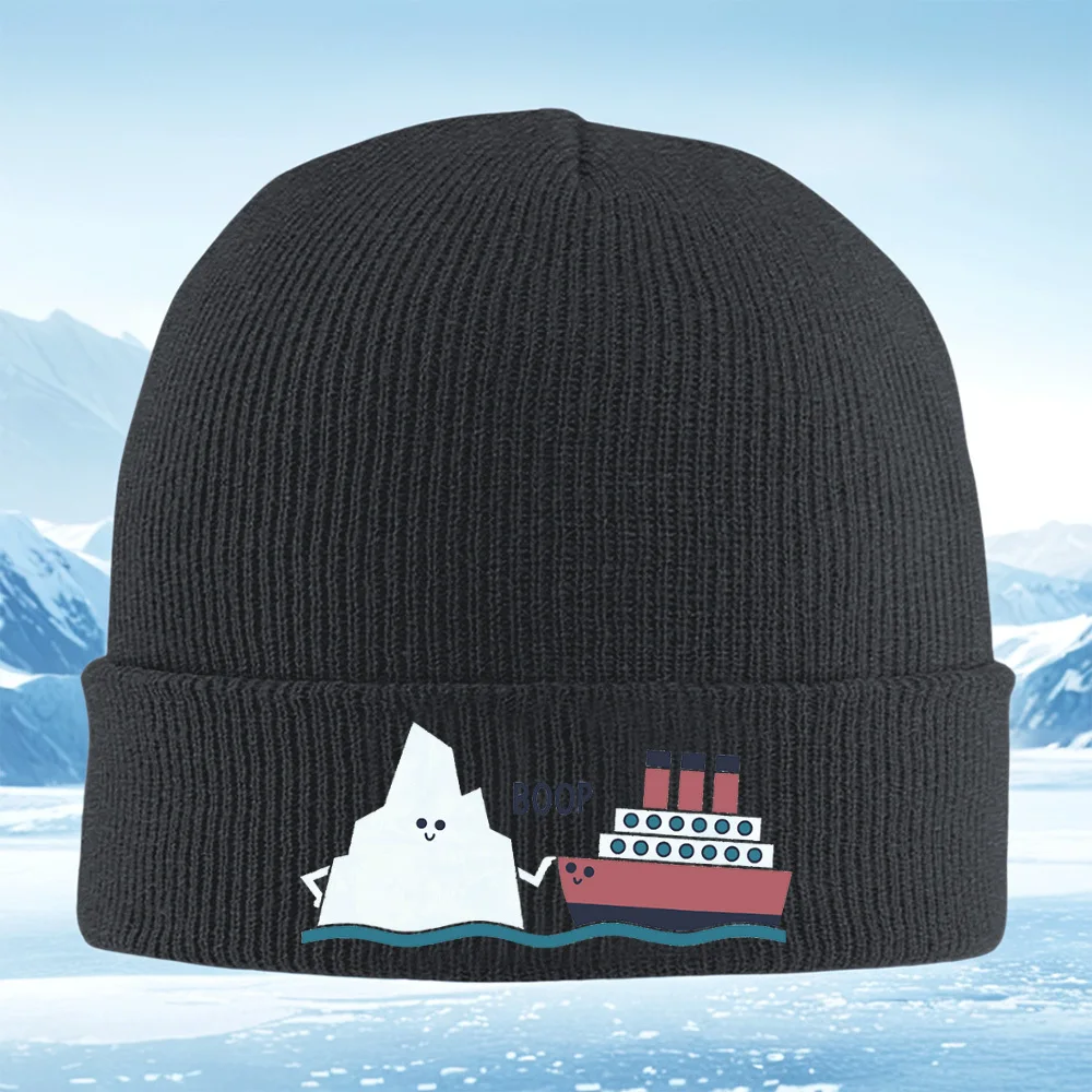 Niedliche Eisbergschiffkollision. Männer Frauen Unisex Strickmütze Beanie Pullover Cap Winter Thermal Warm Weihnachten Outdoor Radfahren Hiki