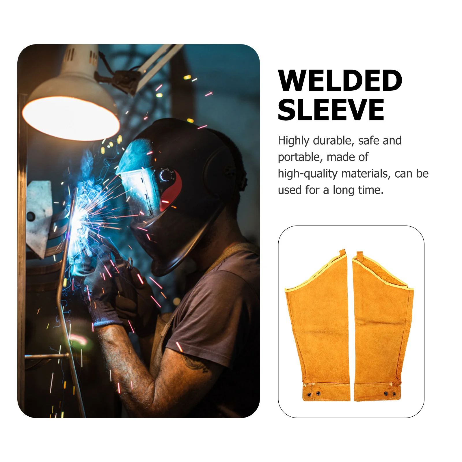 1 Pair Cowhide Arm Sleeves Heat Resistant Durable Welding Protection For Construction Auto Repair Farming Work Oversleeves