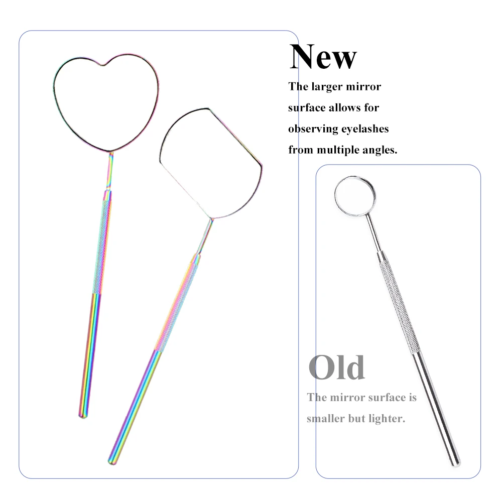 Lashtalk Colorful Stainless Steel Checking Mirror Eyelash Extension Professional Makeup Tool Dental Mirrors Mouth Fake Lashes