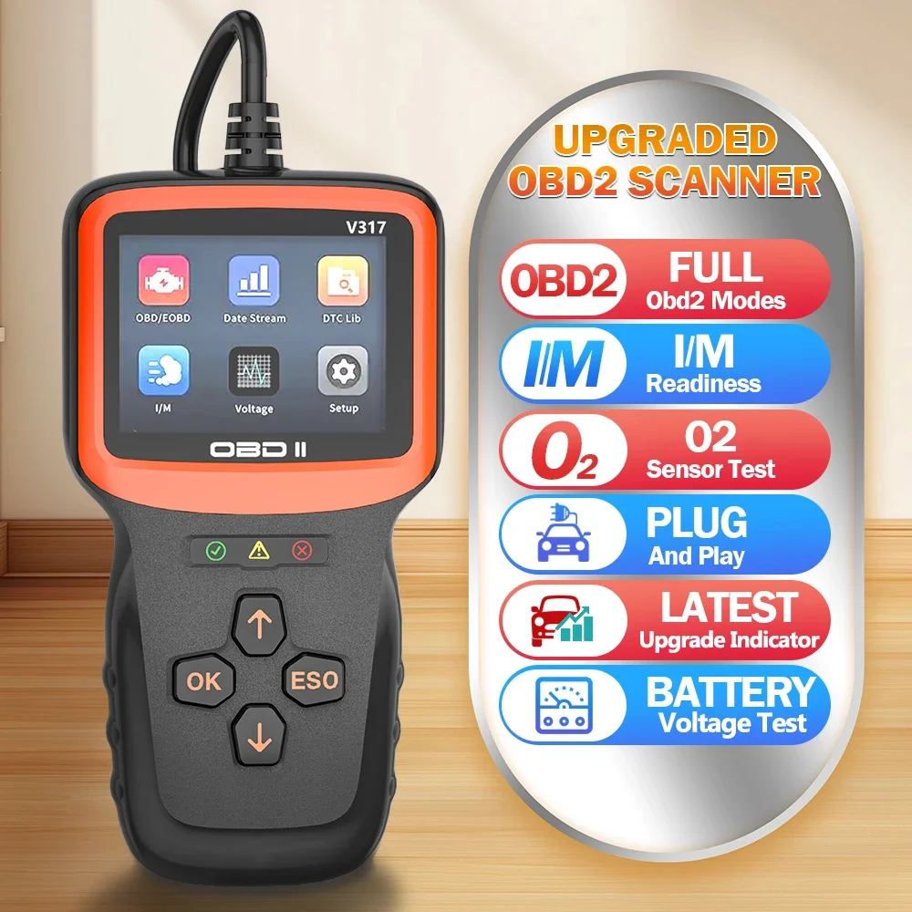 

OBD2 car diagnostic instrument V317 engine fault detector code reading card OBDII car fault reset clearing operation is simple