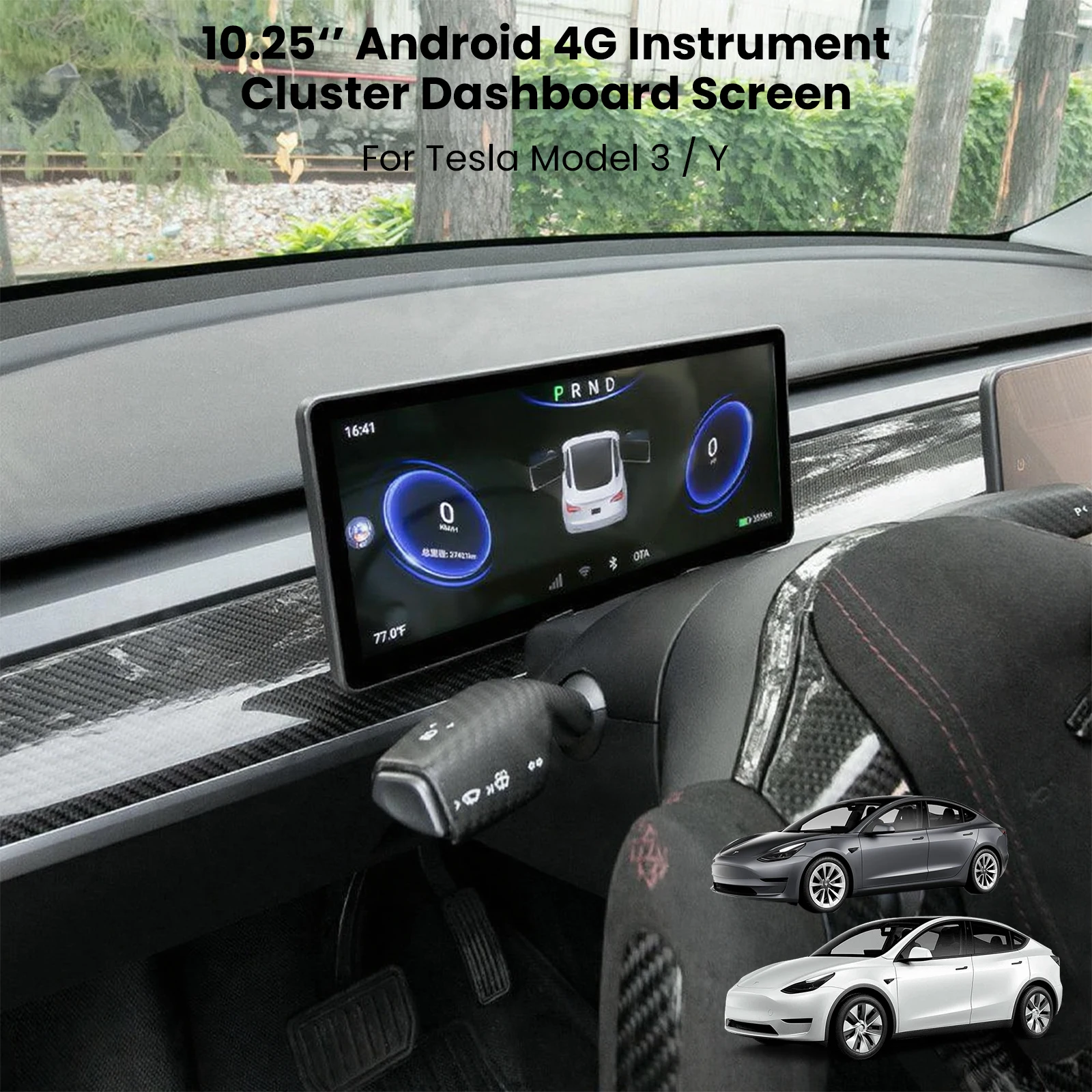 

10.25 Inch Android 4G Instrument Cluster Dashboard Screen for Tesla Model 3 Y Dashboard Display Speedometer Head Up Dashboard