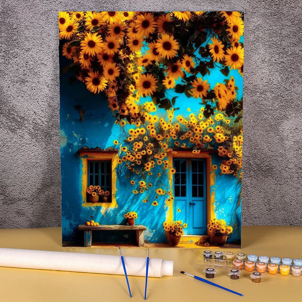 

Paint By Numbers For Adults Children DIY HandPainted Oil Painting Sunflowers Picture Paint Package Home Decoration Custom Gift