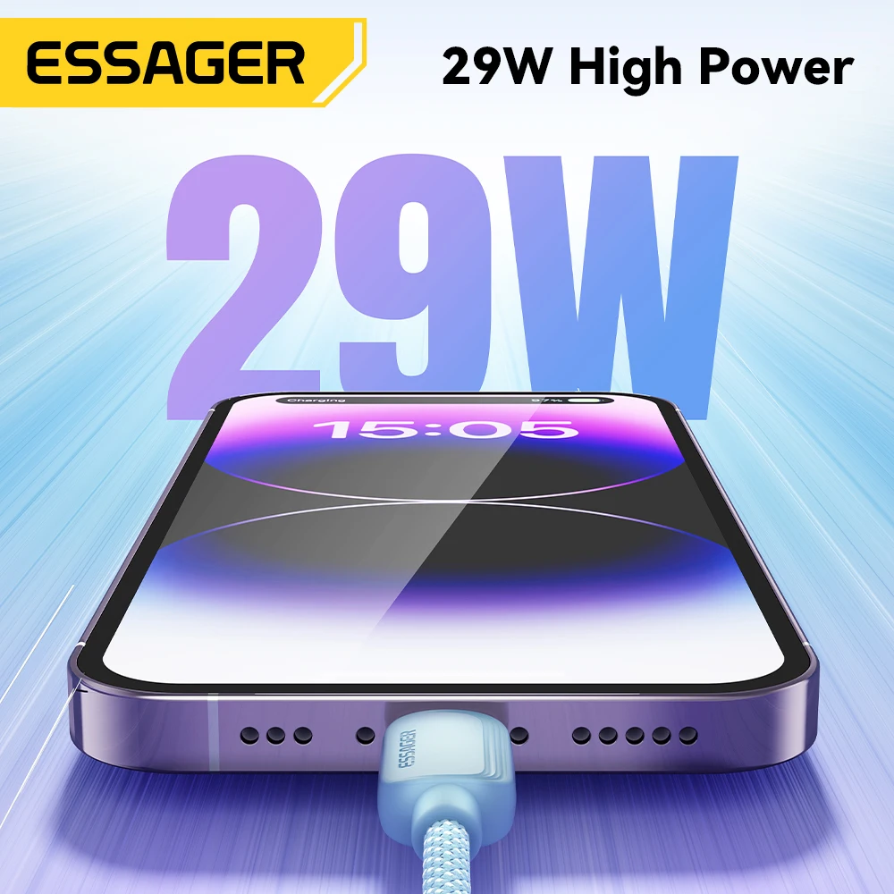 Essager-Câble USB Type C pour iPhone, 14, 13, 12, 11 Pro Max, XS, PD, 20W, Charge rapide, Pluies, 29W, Fil, réinitialisation, iPad, Macbook