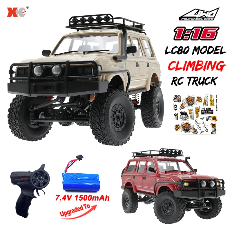 WPL C54 C54-1 1/16 RC Car 2.4G Remote Control 4X4 Off Road LC80 Model LED Light Climbing RC Truck Electric Toy Car Gift for Boy