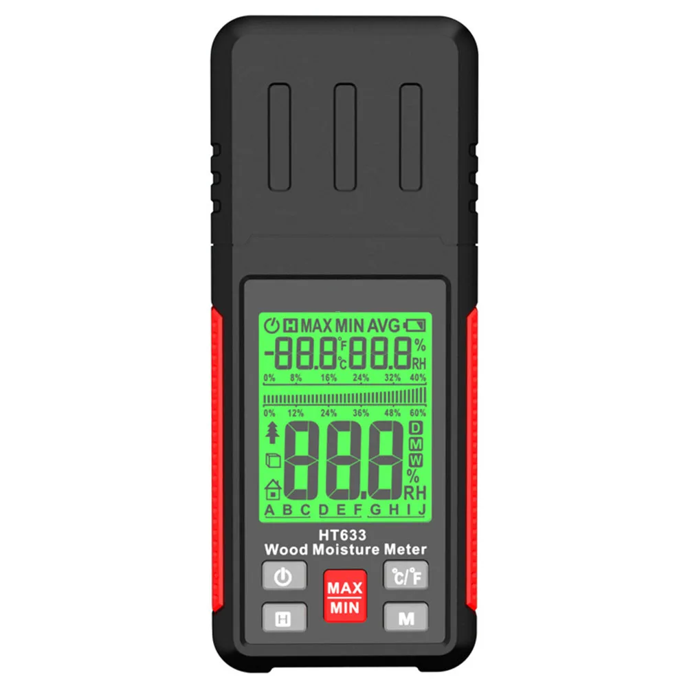 

LCD Moisture Meter Damp Detector For Construction Detachable Battery Compartment Detachable Probe Digital Probe