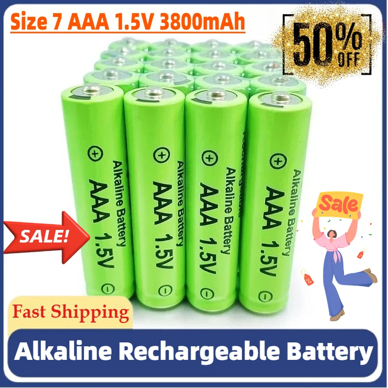 

In Stock 4-20PCS Alkaline Rechargeable Battery Size 7 AAA 1.5V 3800mAh Rechargeable Alkaline Toy Battery