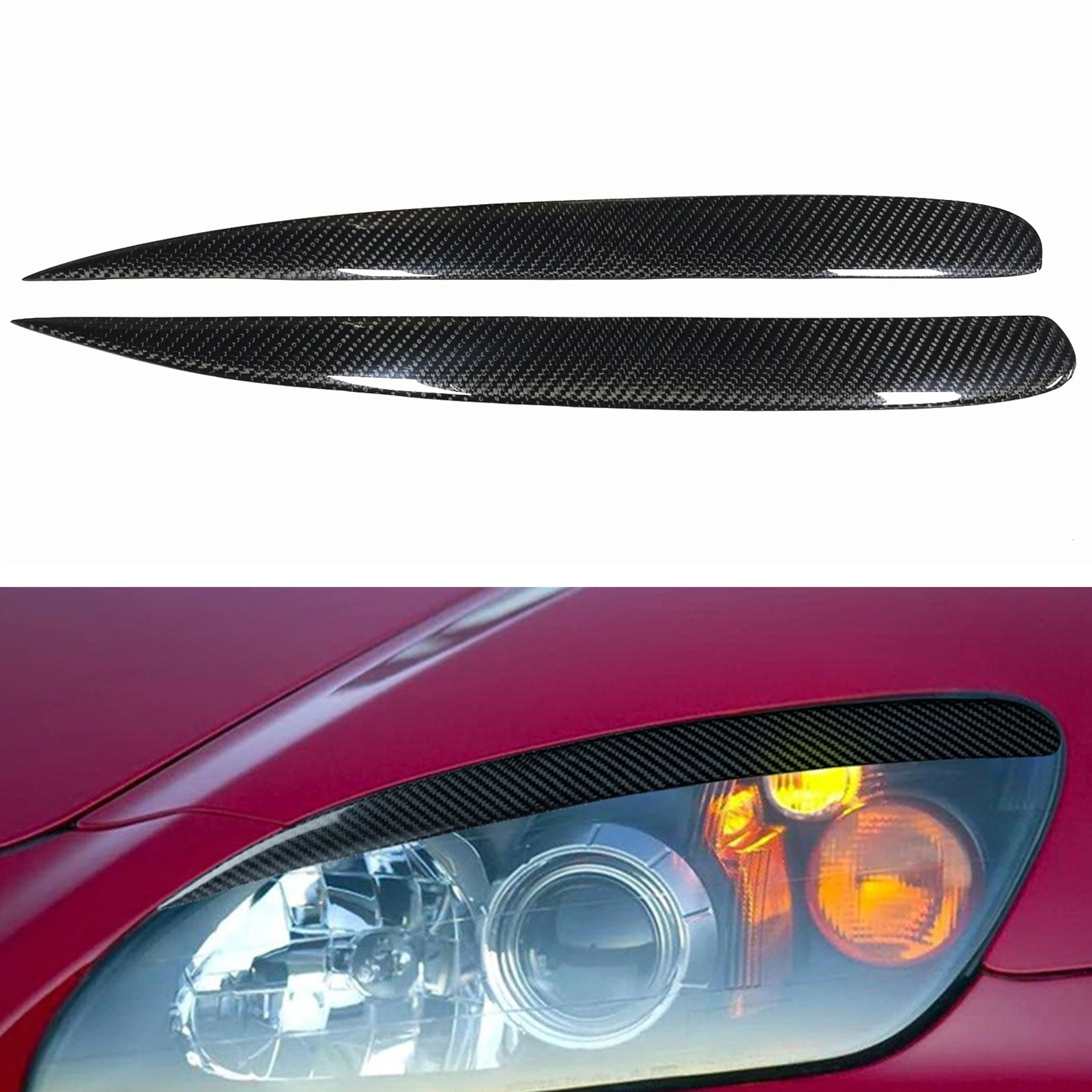 

For Honda S2000 2000-2008 Real Carbon Fiber Car Front Head Light Lamp Cover Trim Sticker Brow Headlight Eyebrow Headlamp Eyelid