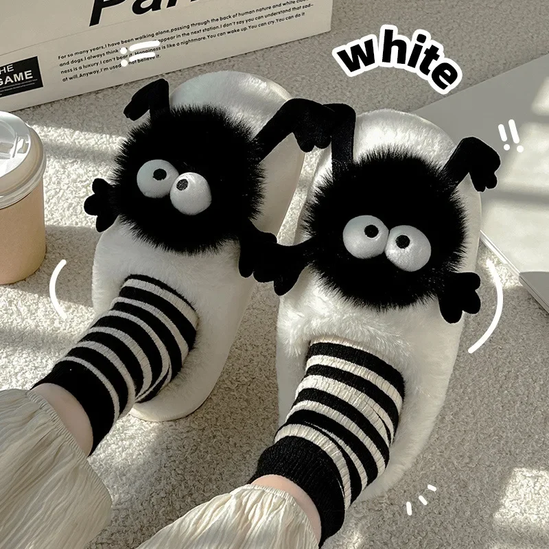 Cartoon Women Winter Soft Plush Slippers Home Indoor Casual Fuzzy Slippers Female Flip Flops Fluffy Shoes Slides