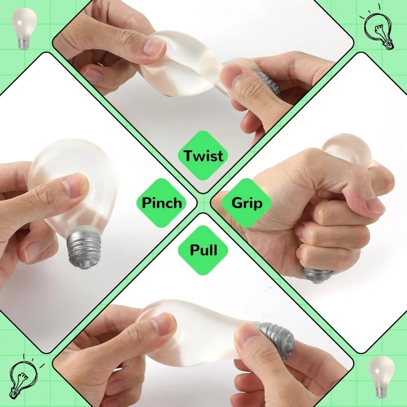 Glow in The Dark Light Bulb Squishy Toy Lamp Bulb Fidget Sensory Toys Luminous Decompression Toy Soft Squeeze Gifts for Adults