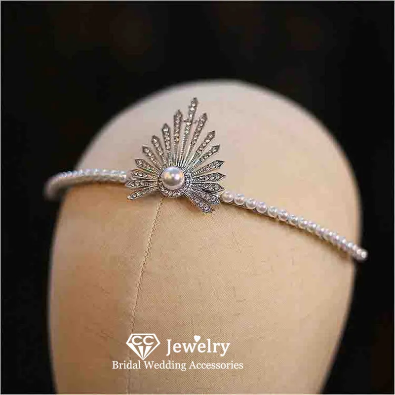 

CC Короны для женщин, свадебные аксессуары для волос, свадебный головной убор, помолвочные прически, диадема с имитацией жемчуга, повязки на голову, вечерние тиара